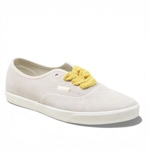 NEW Vans Womens Authentic LoPro Shoes Beige Suede Yellow Chunky Fat Laces Size 7